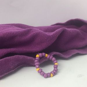 Purple and yellow seed bead ring